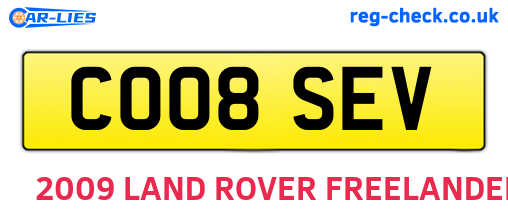 CO08SEV are the vehicle registration plates.
