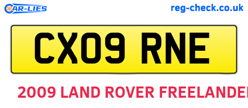 CX09RNE are the vehicle registration plates.