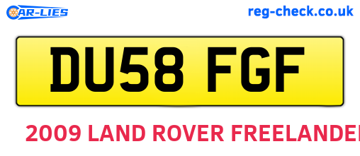 DU58FGF are the vehicle registration plates.
