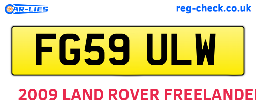 FG59ULW are the vehicle registration plates.