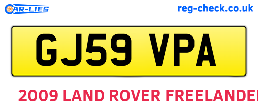 GJ59VPA are the vehicle registration plates.