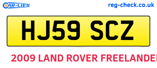 HJ59SCZ are the vehicle registration plates.