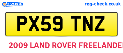 PX59TNZ are the vehicle registration plates.