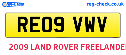 RE09VWV are the vehicle registration plates.