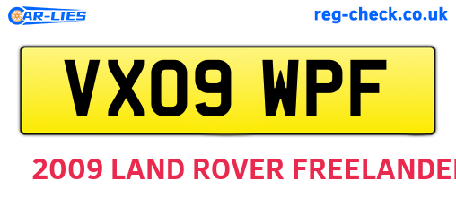 VX09WPF are the vehicle registration plates.