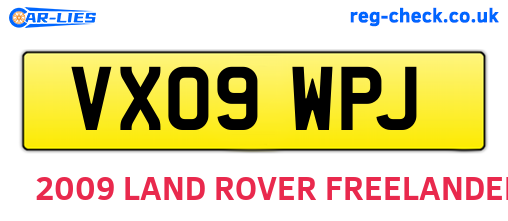 VX09WPJ are the vehicle registration plates.