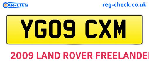YG09CXM are the vehicle registration plates.