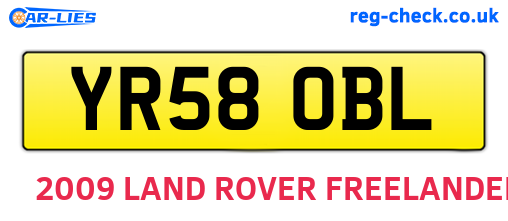 YR58OBL are the vehicle registration plates.