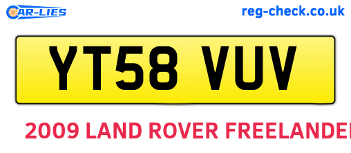 YT58VUV are the vehicle registration plates.