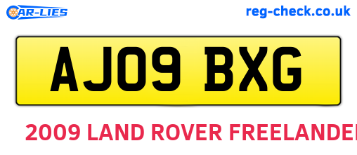 AJ09BXG are the vehicle registration plates.