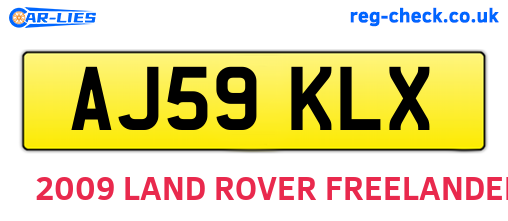 AJ59KLX are the vehicle registration plates.