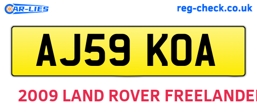 AJ59KOA are the vehicle registration plates.