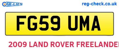 FG59UMA are the vehicle registration plates.