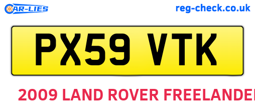 PX59VTK are the vehicle registration plates.