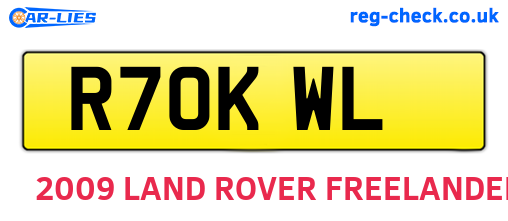 R70KWL are the vehicle registration plates.