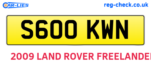 S600KWN are the vehicle registration plates.