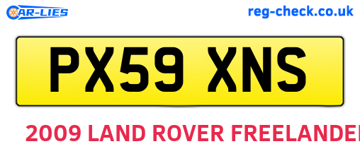 PX59XNS are the vehicle registration plates.