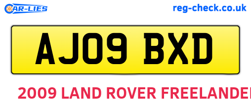 AJ09BXD are the vehicle registration plates.