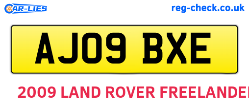 AJ09BXE are the vehicle registration plates.