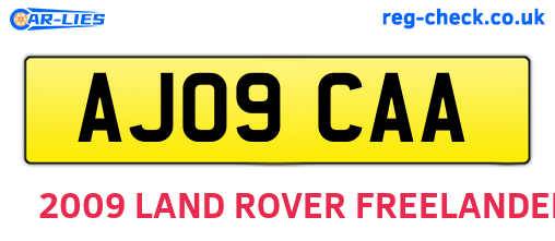 AJ09CAA are the vehicle registration plates.