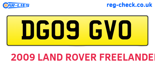 DG09GVO are the vehicle registration plates.