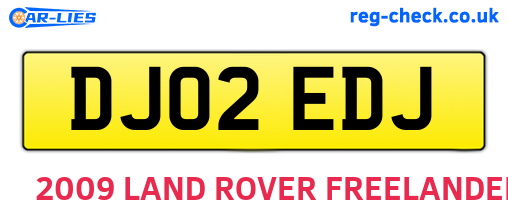 DJ02EDJ are the vehicle registration plates.