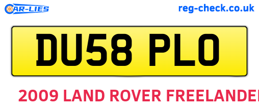 DU58PLO are the vehicle registration plates.