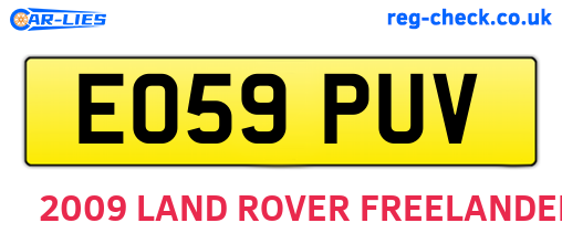 EO59PUV are the vehicle registration plates.