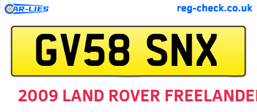 GV58SNX are the vehicle registration plates.