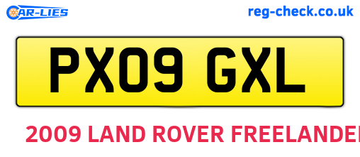 PX09GXL are the vehicle registration plates.