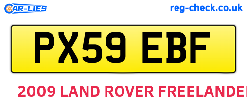 PX59EBF are the vehicle registration plates.