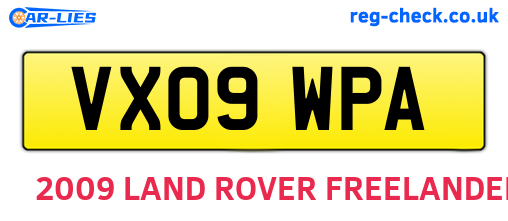 VX09WPA are the vehicle registration plates.