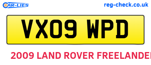 VX09WPD are the vehicle registration plates.