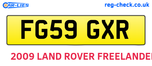 FG59GXR are the vehicle registration plates.