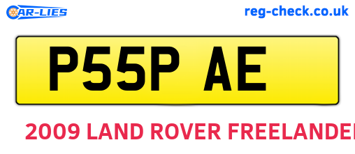 P55PAE are the vehicle registration plates.