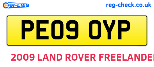 PE09OYP are the vehicle registration plates.