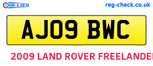 AJ09BWC are the vehicle registration plates.