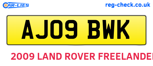 AJ09BWK are the vehicle registration plates.