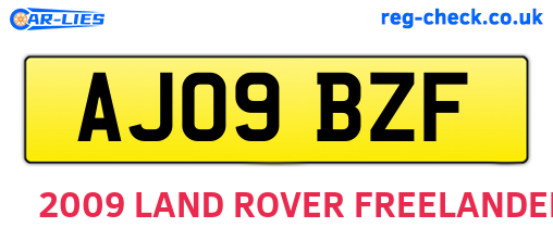 AJ09BZF are the vehicle registration plates.