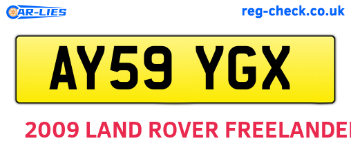 AY59YGX are the vehicle registration plates.