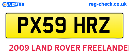 PX59HRZ are the vehicle registration plates.