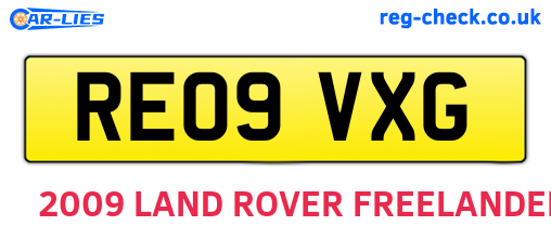 RE09VXG are the vehicle registration plates.