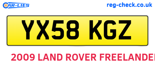 YX58KGZ are the vehicle registration plates.
