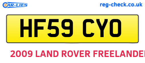 HF59CYO are the vehicle registration plates.