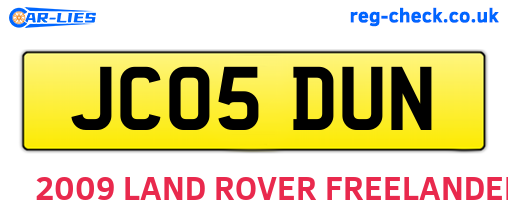 JC05DUN are the vehicle registration plates.