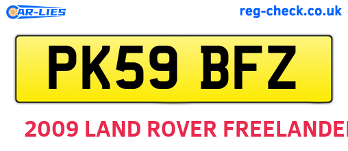 PK59BFZ are the vehicle registration plates.