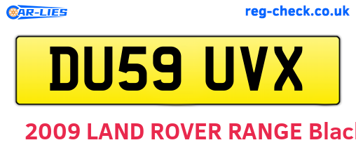 DU59UVX are the vehicle registration plates.