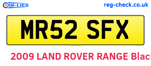 MR52SFX are the vehicle registration plates.