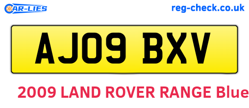 AJ09BXV are the vehicle registration plates.