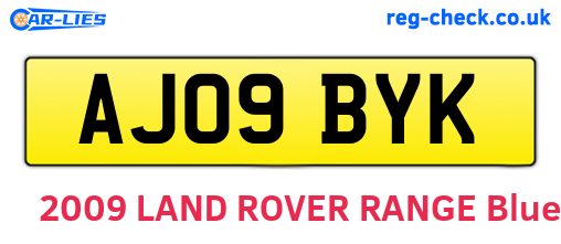 AJ09BYK are the vehicle registration plates.